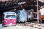 Buses, trolleys and interurbans share shed space at the Seashore Troley Museum